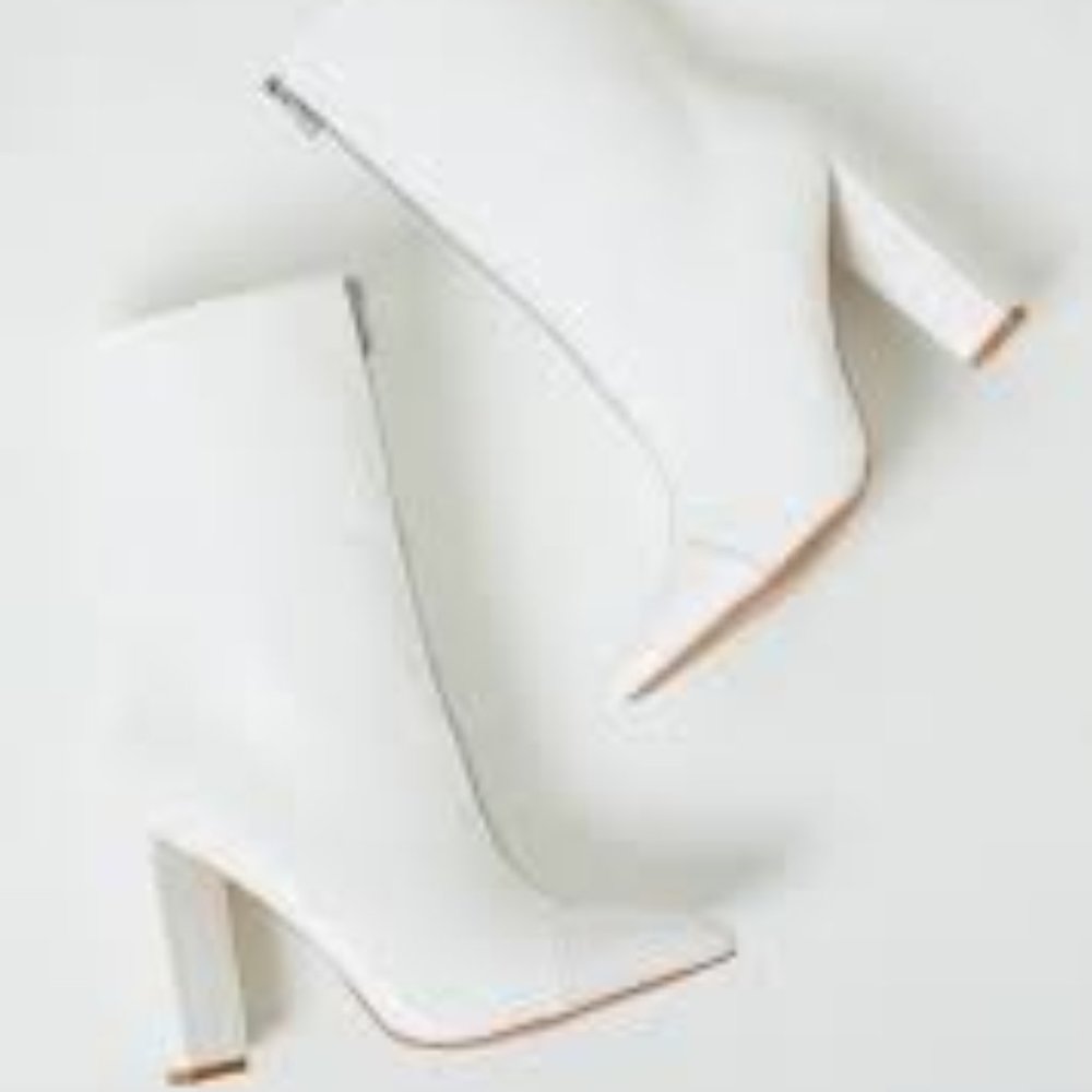 PrettyLittleThing White Heeled Booties